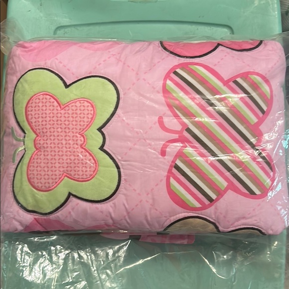 Source Unknown Other - Pink and Green Butterfly Crib Bedding Set